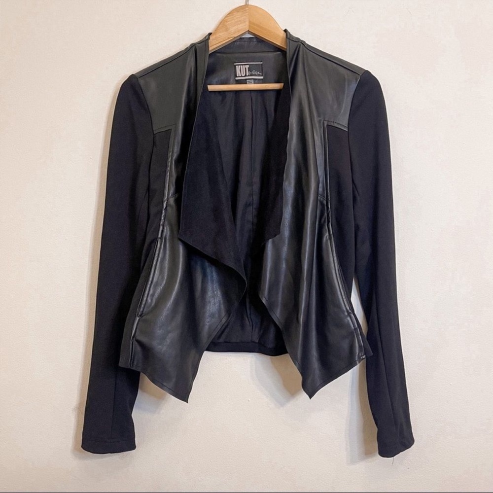 Kut from the Kloth Black Faux Leather Open Front
Jacket